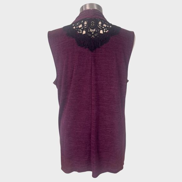 Style & Co. Open Front Sleeveless Cardigan Autumn Affair Medium Dried Plum - Picture 5 of 8